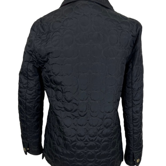 COACH Signature "C" Quilted Logo Snap Front Jacket Coat Women XS - Picture 4 of 13